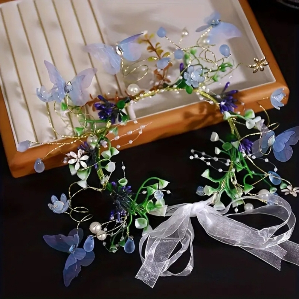 Floral Blue and Green Hair Accessory